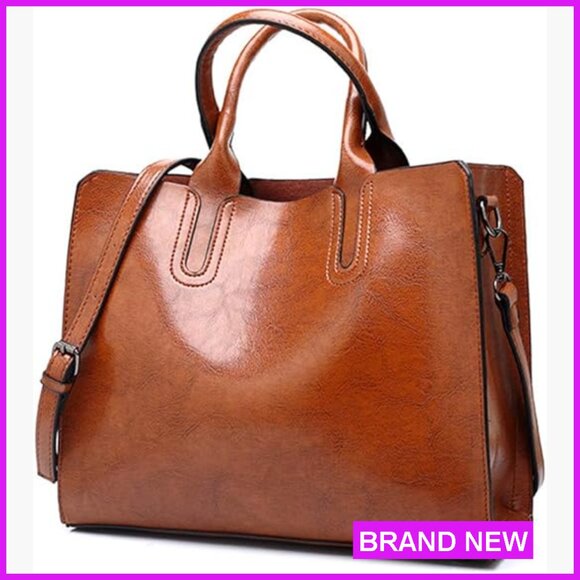 Handbags - Faux Leather Hobo Satchel Tote Bag Adjustable Strap Work Chic Minimal